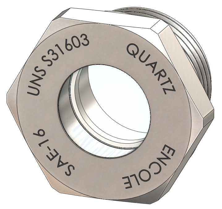 SAE Straight Thread Sight Glass, Quartz Window, 316L Steel Housing